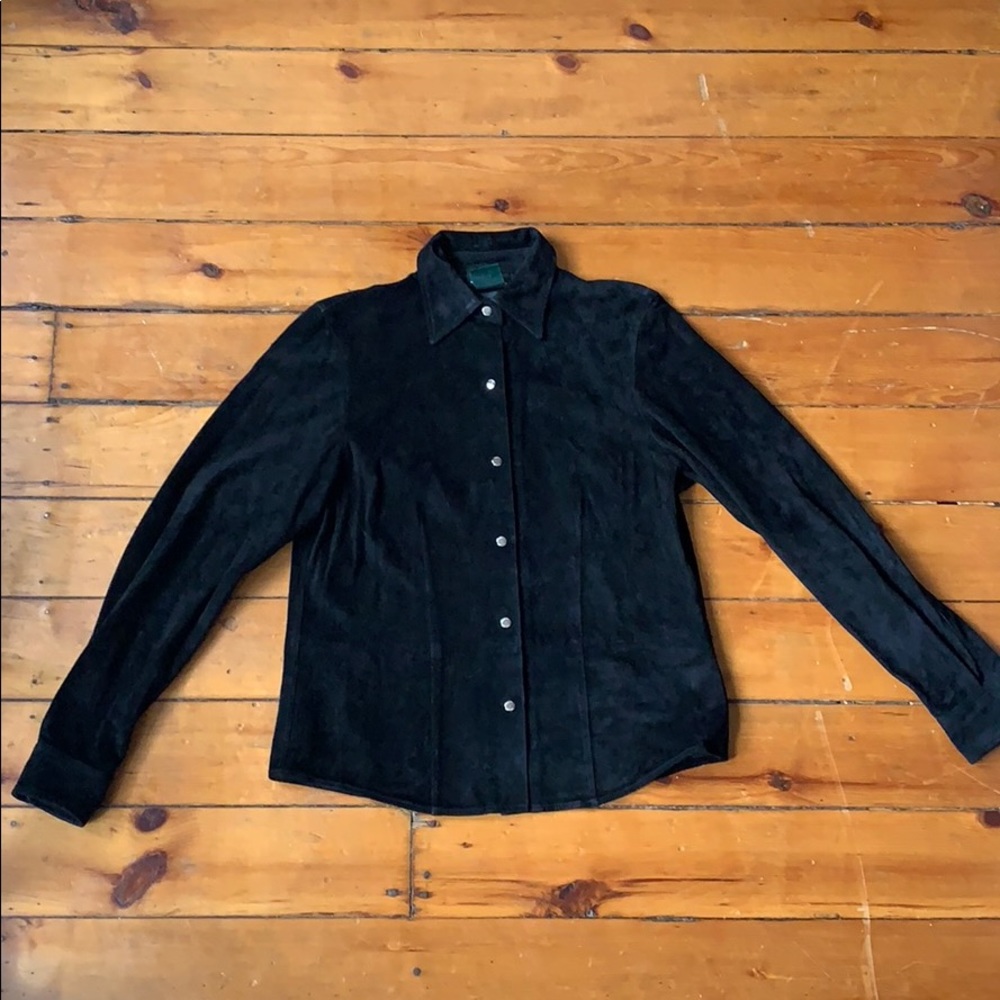 🤩 Suede Ralph Lauren Top w/ Silver Button Details